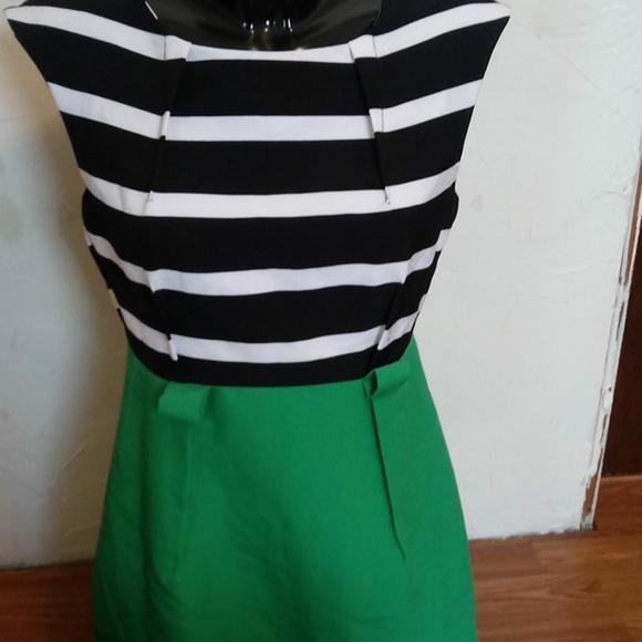 Maglia Dress Sz 6 black White Stripe Green - Picture 2 of 5